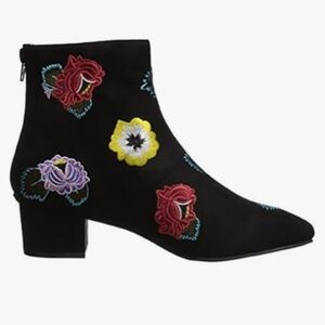 Embroidered Black Ankle Boots Betsey Johnson